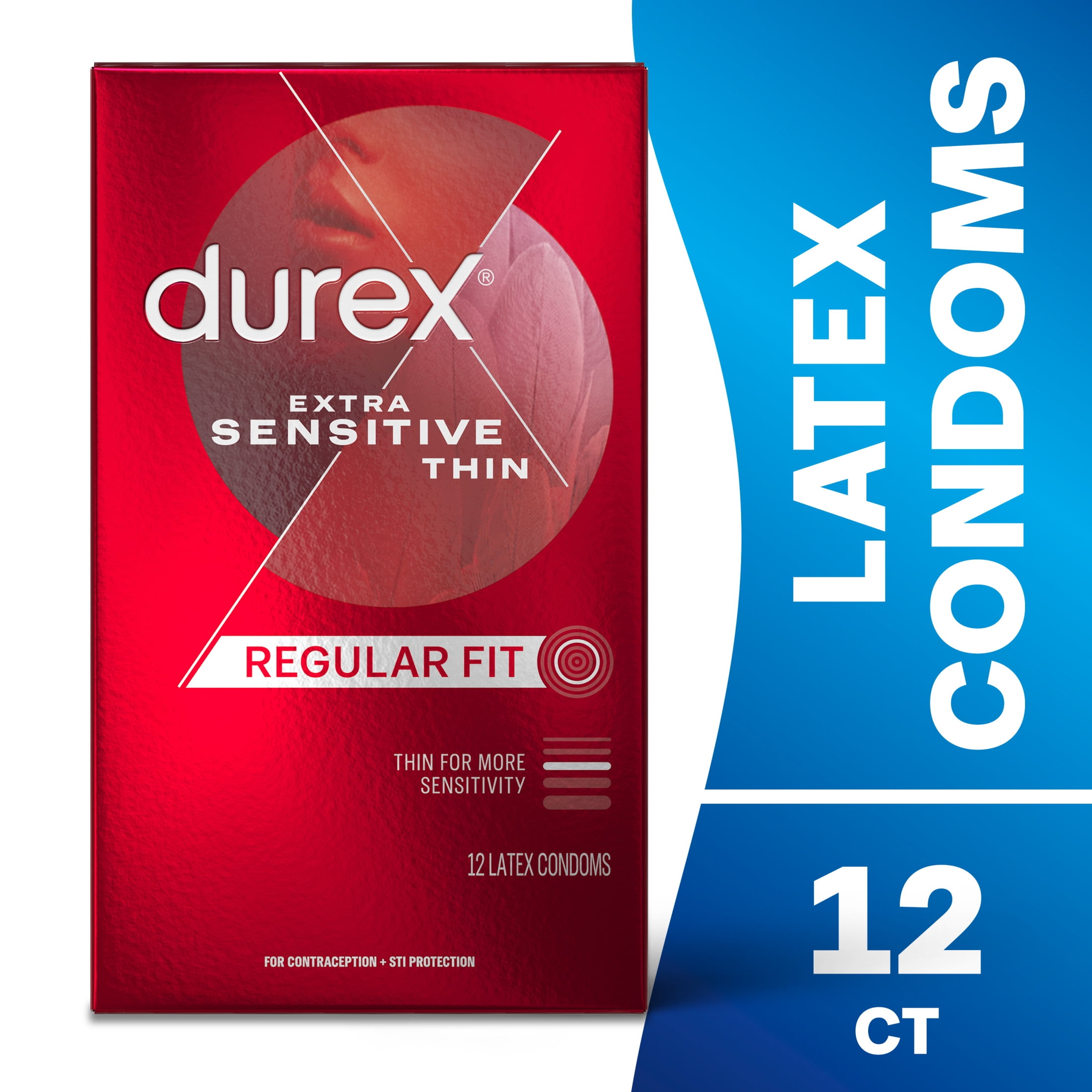 Durex Condoms For Men, Extra Sensitive Thin Condoms, Lubricated Rubber Latex, FSA/HSA, 12 ct