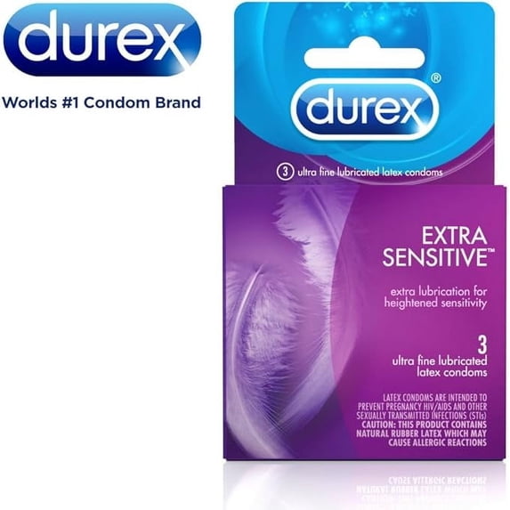 Durex Extra Sensitive Condom, 3 Count (Pack of 4)