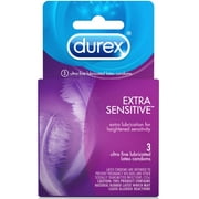 Durex Extra Sensitive Condom, 3 ct Pack of 4
