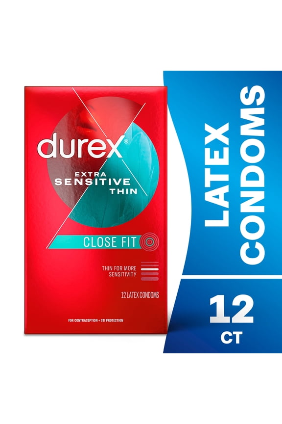 Extra Sensitive Lubricated Ultra Thin Premium Condoms, Close Fit, 12 Count