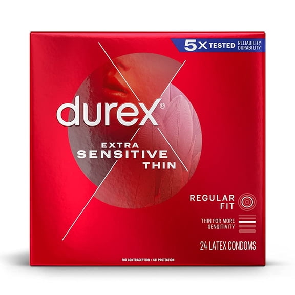 Durex Extra Sensitive Ultra Thin Condoms with Extra Lube, 24 Ea