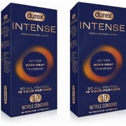 Durex Intense Nitrile Condoms, Ultra Thin Premium Non Latex Condoms Lubricated with Silicone Lube, 10 Count Pack of 2