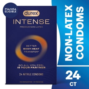 Durex Intense Ultra Thin Non-Latex Nitrile Condoms, Silicone Lubricated, 24 Count