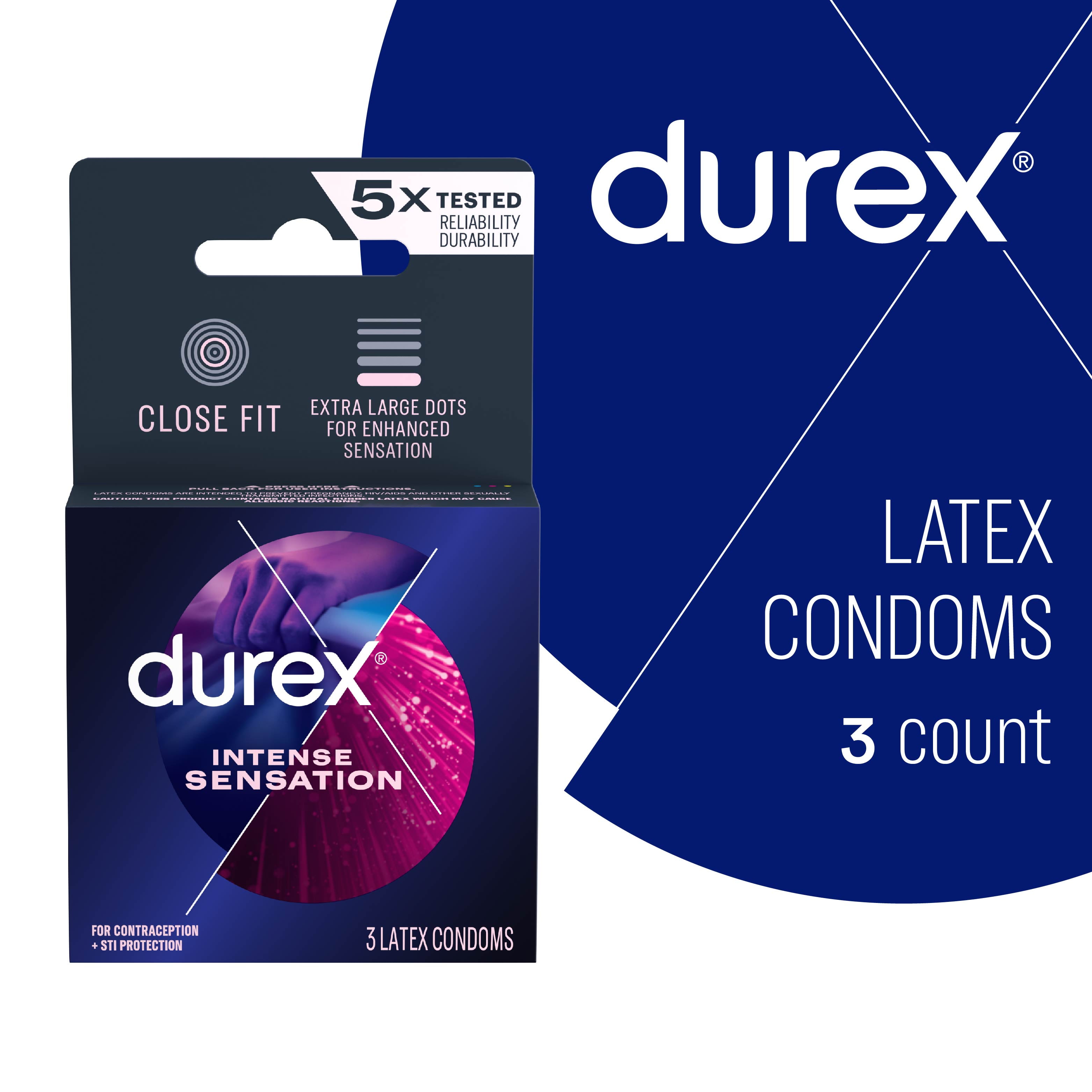 Durex Intense Sensation Dotted Premium Condoms, 3 Count - Walmart.com