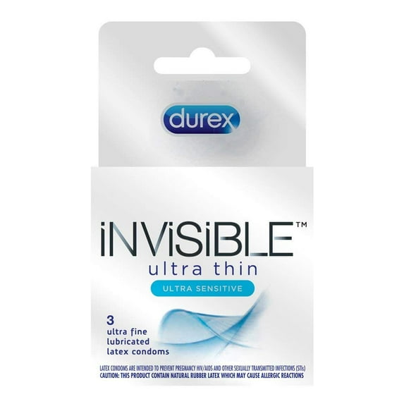 Durex Invisible Ultra Thin & Ultra Sensitive Premium Latex Condoms, 3ct