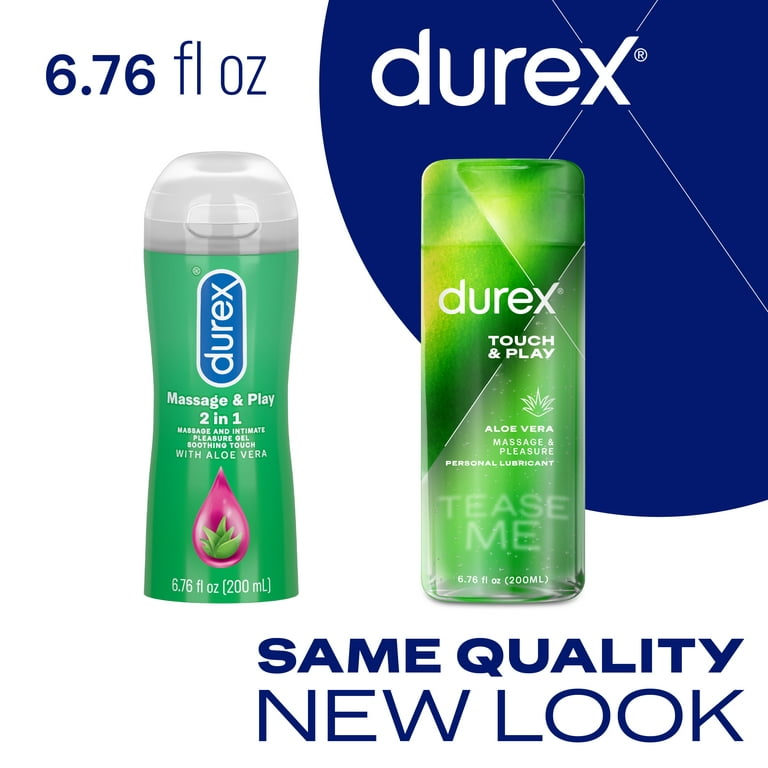 Durex Massage & Play 2 in 1 Lubricant, 6.76 fl. oz. Soothing Touch with Aloe  Vera. Lube & Massage Gel in 1 (Packaging May Vary) 