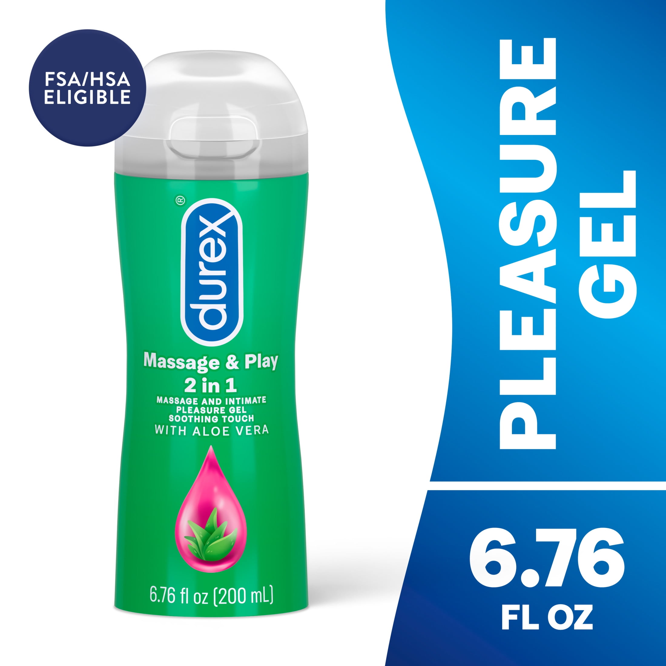 Durex Massage & Play 2 in 1 Water Based Massage Gel and Personal Lubricant, Aloe Vera, 6.76 fl oz