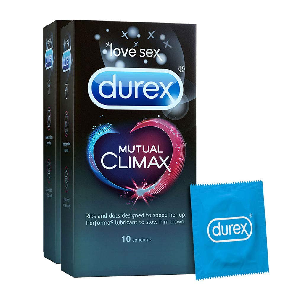 Durex Mutual Climax Dotted & Ribbed Condoms for Men & Women - 10 Count  (Pack of 2)