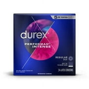 Durex Performax Intense Natural Rubber Latex Condoms, Regular Fit, 24 Count Pack of 3, Contains Desensitizing Lube for Men, FSA & HSA Eligible Packaging May Vary