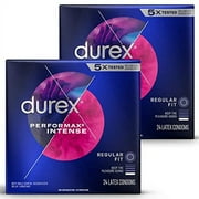 Durex Performax Intense Natural Rubber Latex Ultra Fine Ribbed Condoms, Regular Fit, 48 Count 2 Pack, Contains Desensitizing Lube for Men, FSA & HSA Eligible Packaging May Vary
