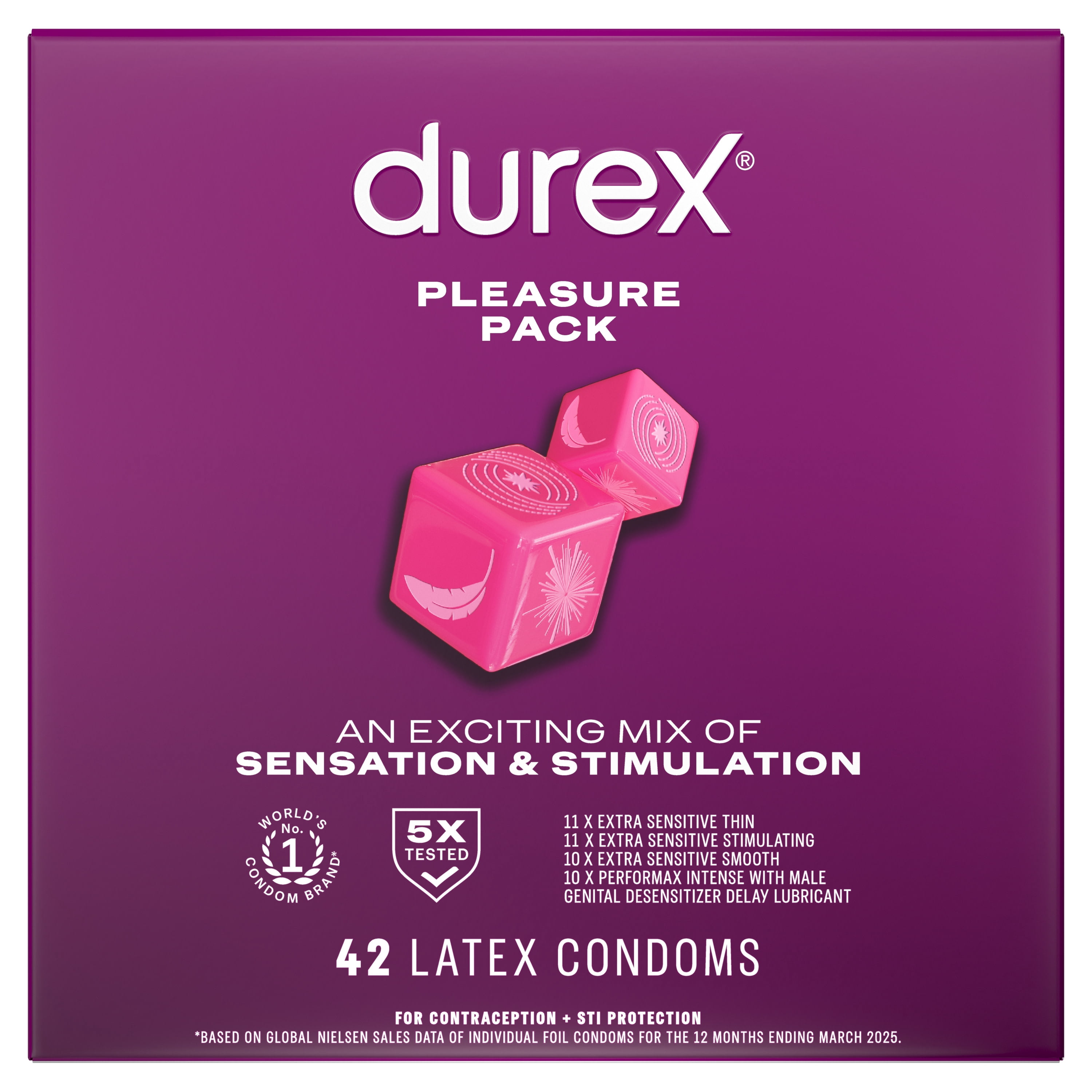 Durex Pleasure Pack Assorted Condoms For Men, Mix of Stimulation