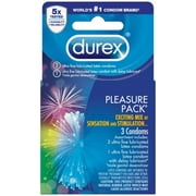 Durex Pleasure Pack, Assorted Lubricated Premium Condoms, 3 ct Pack of 3