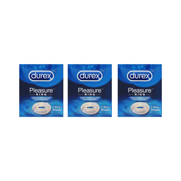 Durex Pleasure Ring, Intense Pleasure, Stay Hard for Longer, Stretchy and Soft, Waterproof, 1 Ct (3 Pack)
