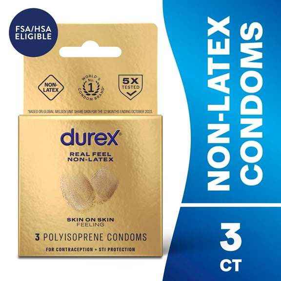 Durex Real Feel Avanti Bare Polyisoprene Non-Latex Condoms, 3 Count