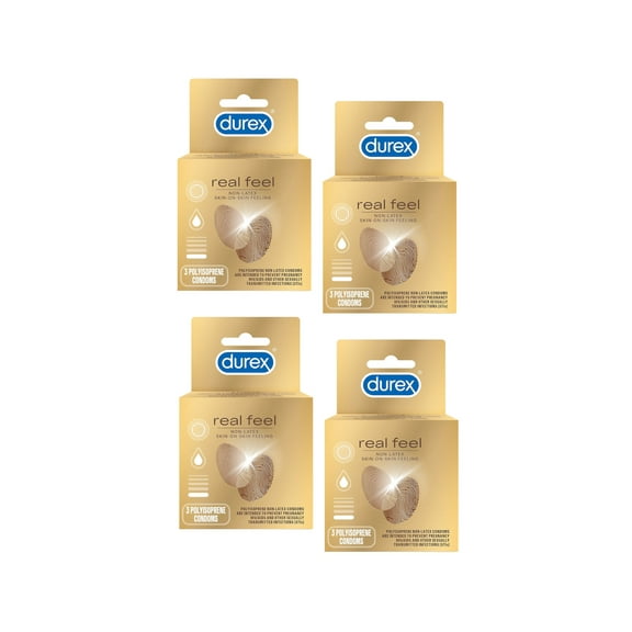 Durex Real Feel Avanti Bare Polyisoprene Non-Latex Condoms, 3 ct (Pack of 4)
