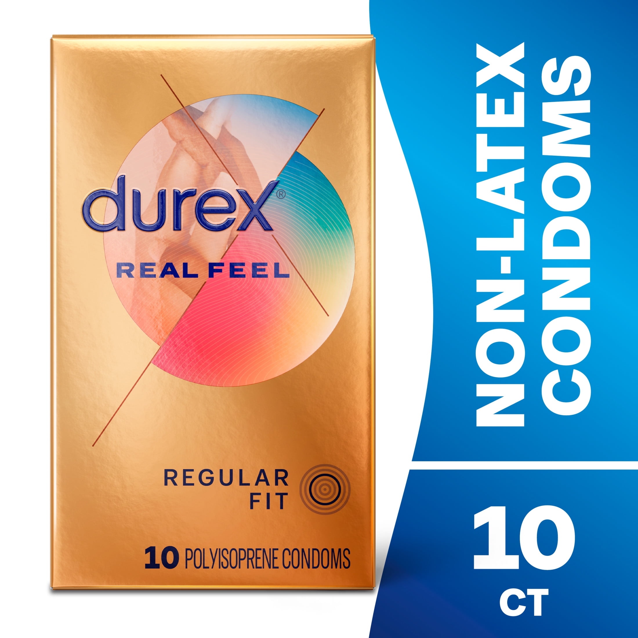 Durex Real Feel Non Latex Condoms, Lubricated Condoms for Men with Skin