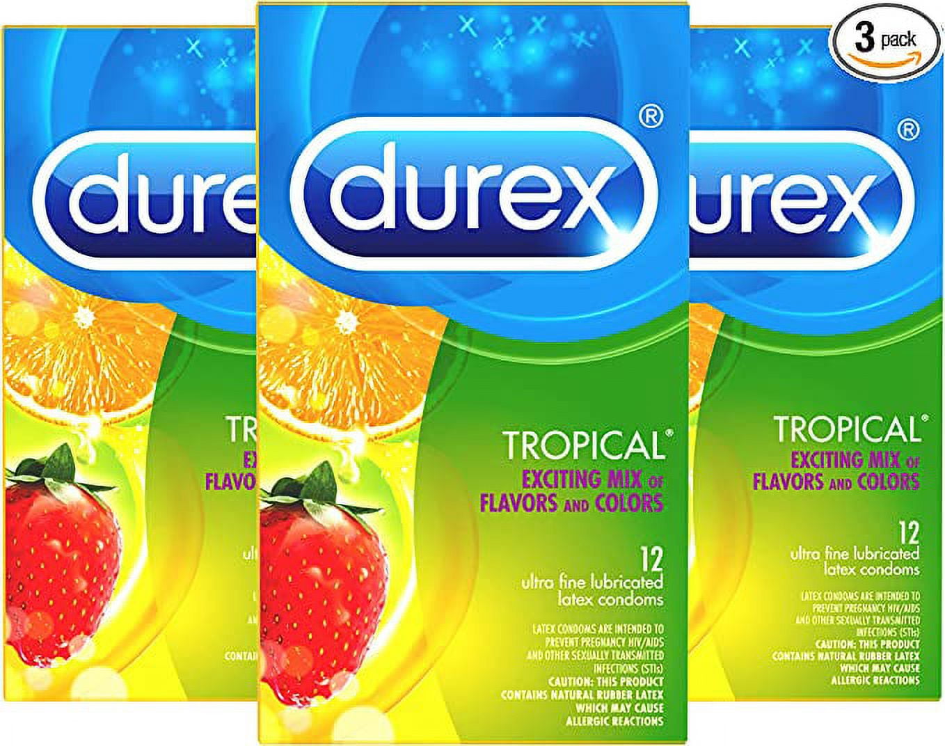 Durex Tropical Condoms, Natural Rubber Latex Condoms for Men, FSA & HSA