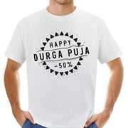 Durga Puja Festival Of India Cute Men's Short Sleeve T-Shirt with Graphics - Perfect Party and Holiday Gift White Small