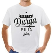 Durga Puja Festival Of India Men's Casual Vintage Graphic Tee - Perfect Party or Gift Shirt White Small
