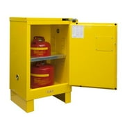 Durham 1012SL-50 16 Gauge Welded Flammable Self Closing Doors Safety Cabinet with Legs & 1 Shelf, Yellow - 12 gal