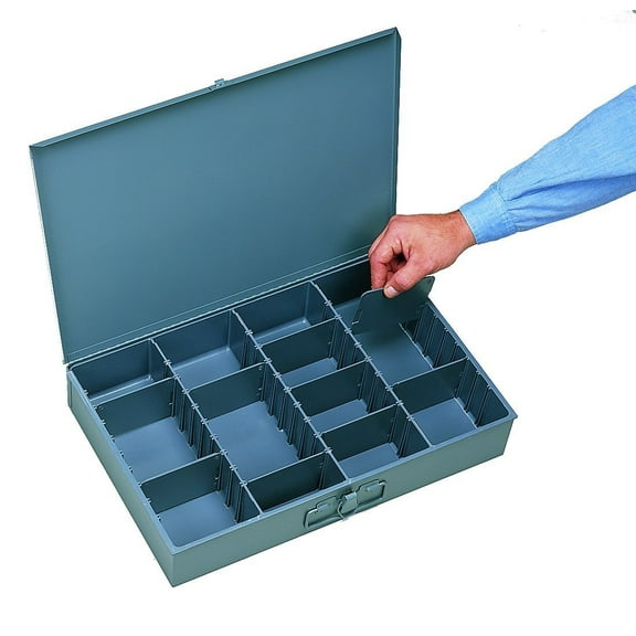 Durham 119-95 Steel Large Adjustable Compartment Vertical Box, 12-5/32" L x 18-11/32" W x 3-5/32" H Powder Coat Finish