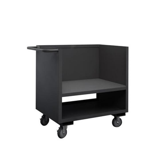 Durham 14 Gauge 3 Sided Low Deck Stock Truck with Tubular Push Handle - Gray - 36 x 24 x 41.25 in.