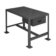 Durham 14 Gauge Medium Duty Machine Tables with 1 Drawer & 1 Top Shelf - Gray - 48 x 24 x 24 in.