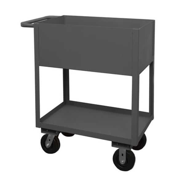 Durham 14 Gauge Tubular Push Handled Rolling Service Cart with 2 Shelves & 12 in. Lips Up - Gray - 18 x 30 x 36.75 in.