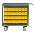 thumbnail image 1 of Durham  14 Gauge Tubular Push Handled Rolling Service Cart with 64 Yellow Hook on Bins & 2 Shelves & Lips Up - Gray - 37.63 x 24 x 36 in., 1 of 1