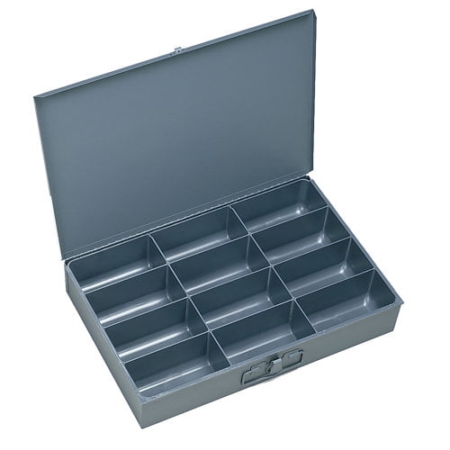 Durham 211-95-IND Gray Cold Rolled Steel Individual Small Scoop Box, 13-3/8" Width x 2" Height x 9-1/4" Depth, 12 Compartment
