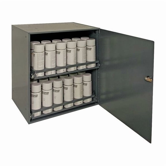 Durham 300-95 Prime Cold Rolled Steel Aerosol Storage Cabinet, 2 Shelves, 15-15/16" Length x 20-5/16" Width x 21-7/8" Height, Gray Powder Coat Finish