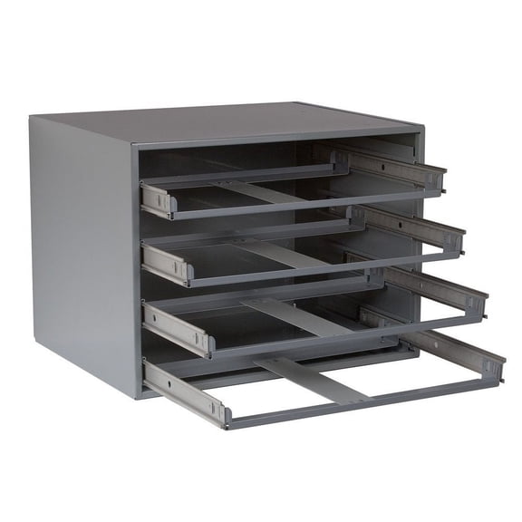 Durham 303-95 Gray Steel Easy Glide Slide Rack for 4 Large Compartment Box, 20" Width x 15" Height x 15-3/4" Depth