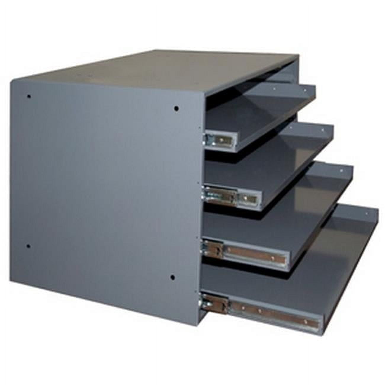 Compact 15'' Gray Steel 4-Drawer Storage Organizer with Powder Coated Finish