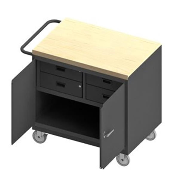 Durham 3119-MT-95 37 in. 14 Gauge Mobile Bench Cabinets, Gray