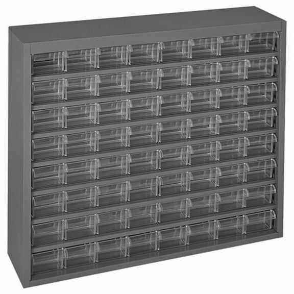 Durham 317-95 Gray Steel Cabinet, 25-7/8" Width x 21-3/8" Height x 6-3/8" Depth, 64 Plastic Drawer