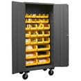 thumbnail image 1 of Durham 3501M-BLP-30-95 14 Gauge Flush Door Style Lockable Mobile Cabinet with 30 Yellow Hook on Bins , Gray - 36 in., 1 of 8