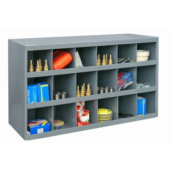 Durham 354-95 Gray Cold Rolled Steel 18 Opening Bin with Slope Self Design, 33-3/4" Width x 19-1/4" Height x 12" Depth CA3