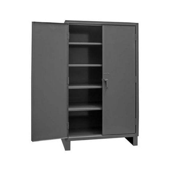 Durham 3703-4S-95 14 Gauge Recessed Door Style Lockable Shelf Cabinet with 4 Adjustable Shelves, Gray - 48 x 24 x 78 in.
