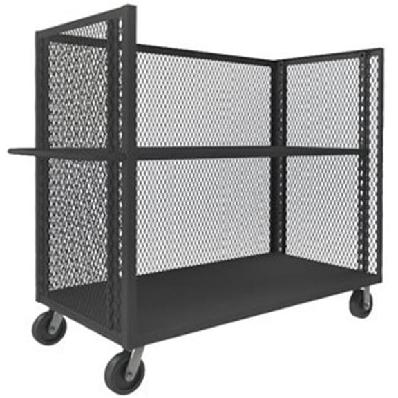 Durham 3ST-EX2448-1AS-95 56 in. 3 Sided Mesh Trucks with Adjustable Shelves, Gray - 3000 lbs