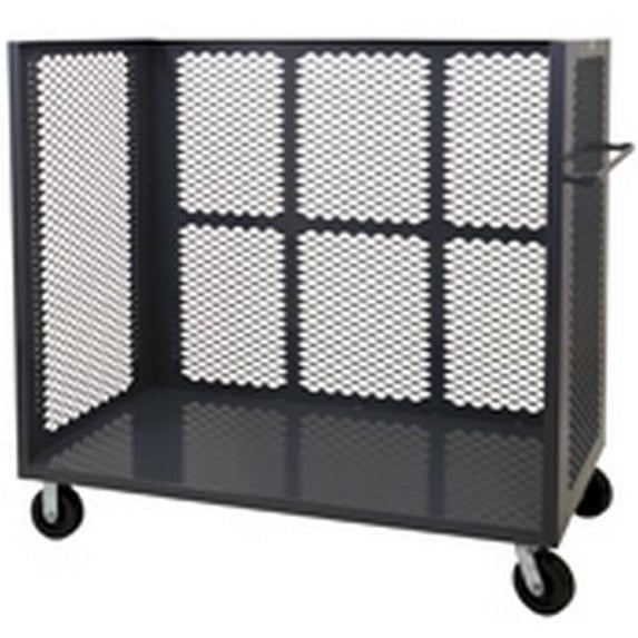 Durham 3ST-EX2448-95 14 Gauge 3 Sided Mesh Truck with Tubular Push Handle, Gray - 48 x 24 x 57 in.