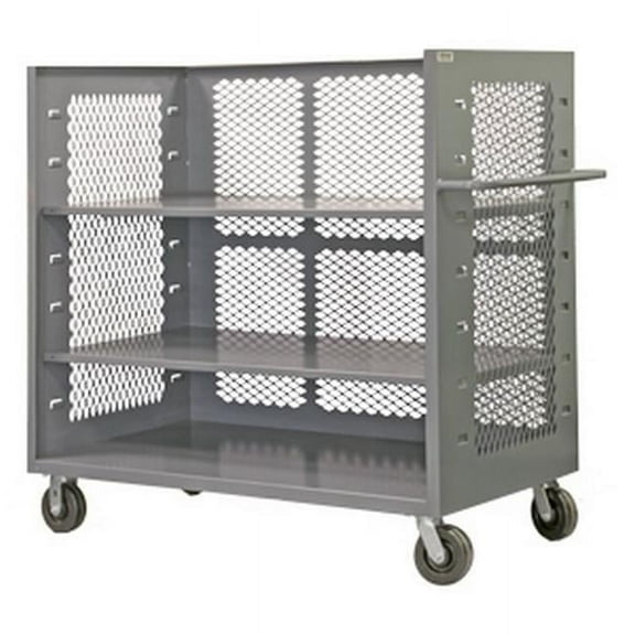 Durham 3ST-EX3660-2AS-95 3 Sided Mesh Stock Truck with 2 Shelves - 60 x 36 x 57 in.