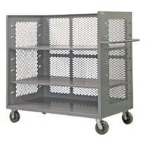 Durham 3ST-EX3672-2AS-95 14 Gauge 3 Sided Mesh Stock Truck with 2 Shelves & Tubular Push Handle, Gray - 72 in.