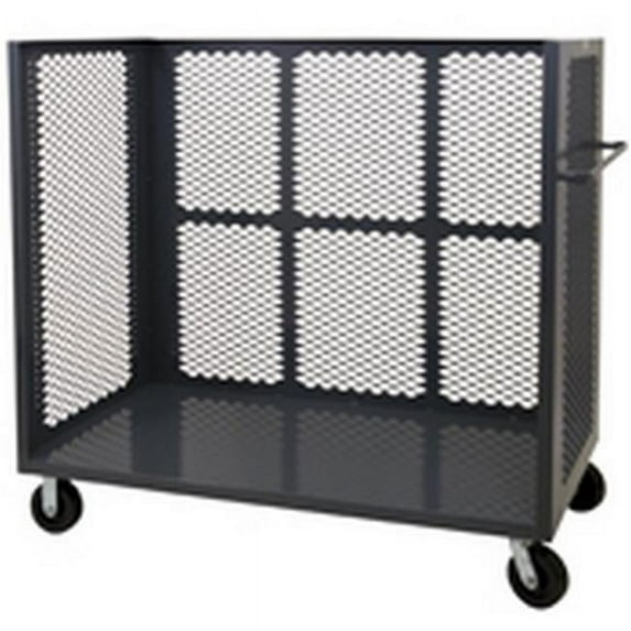 Durham 3ST-EX3672-95 14 Gauge 3 Sided Mesh Stock Truck with Tubular Push Handle, Gray - 72 in.