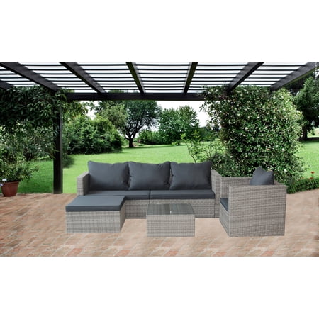 Durham 4 Pc Outdoor Patio Sectional Sofa Set - Grey
