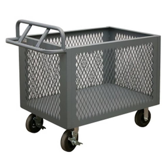 Durham 4STE-EX-3048-95 14 Gauge 4 Sided Mesh Box Truck with Ergonomic Handle, Gray - 48 x 30 x 29.5 in.
