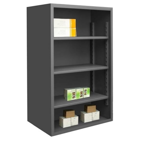 Durham 5018-3S-95 12 Gauge Enclosed Shelving Racks with 3 Shelves, Gray - 60 x 24 x 60 in.