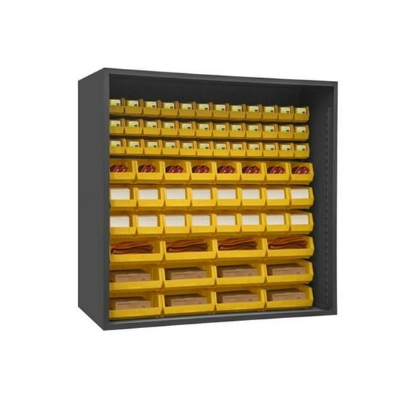 Durham 5023-72-95 72 in. 12 Guage Enclosed Shelving with 72 Yellow Hook on Bins, Gray