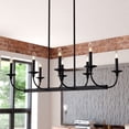 thumbnail image 1 of Durham 8-Light 36 in. Wide Matte Black Transitional Candle Kitchen Island Pendant Fixture, LED Compatible, Adjustable Height, Hanging Ceiling Linear Chandelier for Dining Table, Entryway, Foyer, 1 of 12