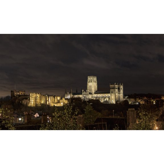 Durham Cathedral and Castle illuminated at night Durham England Canvas Art - John Short Design Pics (20 x 11)