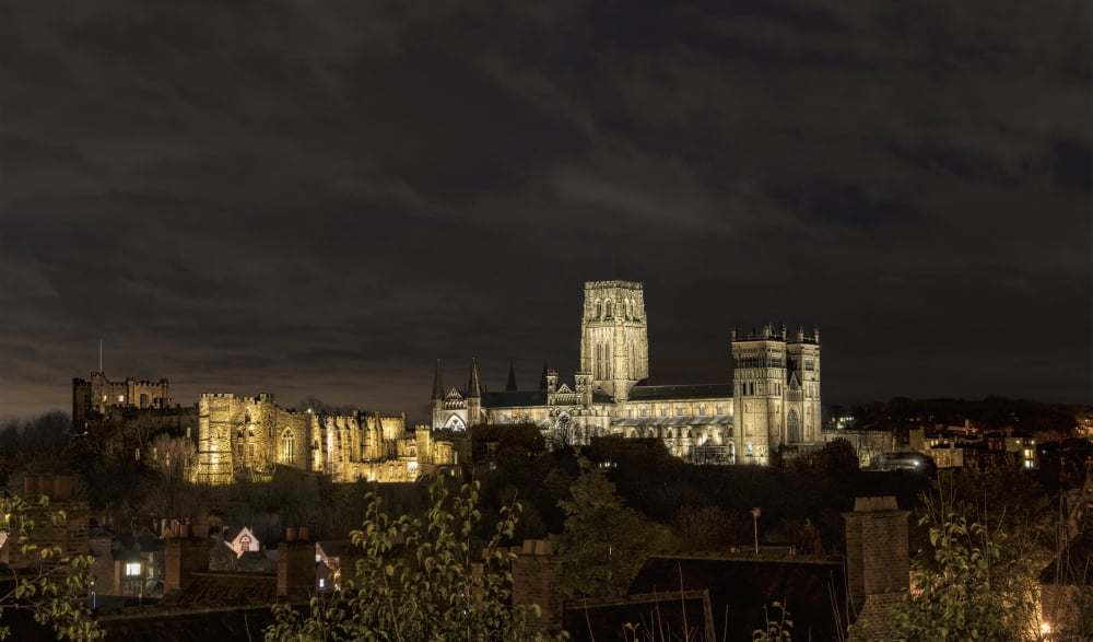 Durham Cathedral and Castle illuminated at night Durham England Canvas Art - John Short Design Pics (40 x 22)